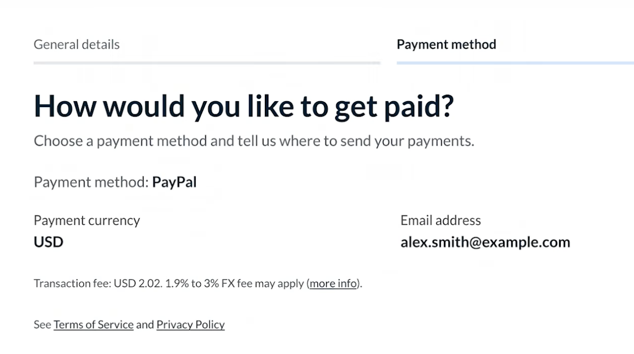 Payment Method step in Tipalti