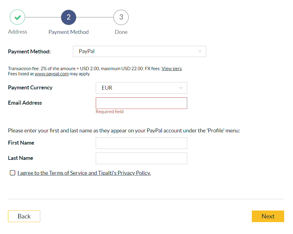 HELP!) Failed to complete Tipalti registration - Platform Usage